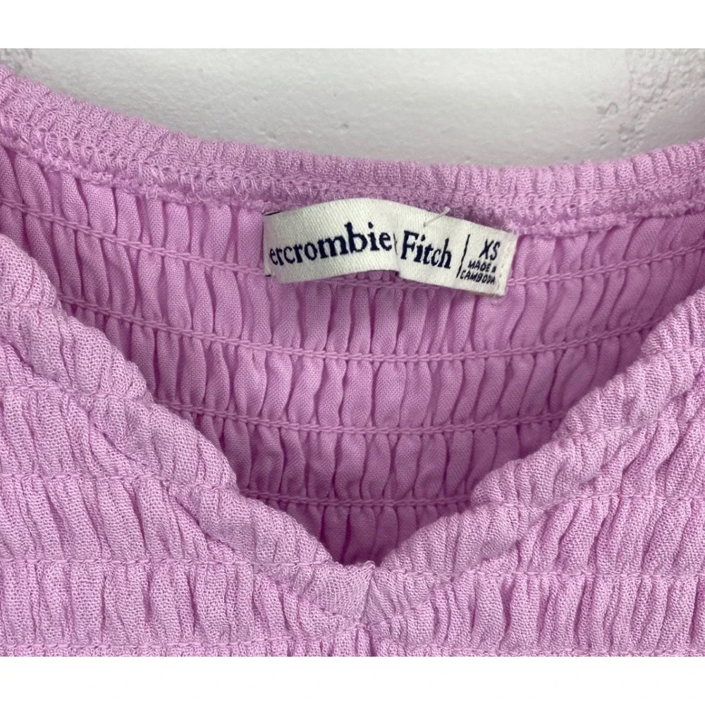 Abercrombie &‎ Fitch Maxi Dress Women XS Pink  Smocked Puff Sleeve Slit Boho